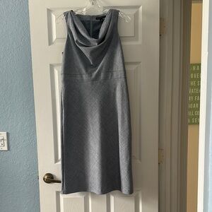 Banana Republic Gray Sheath Midi Dress Cowl Neck Size 8